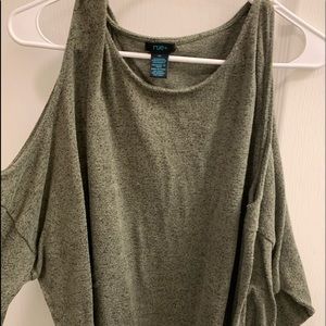 Cold shoulder Olive green sweater